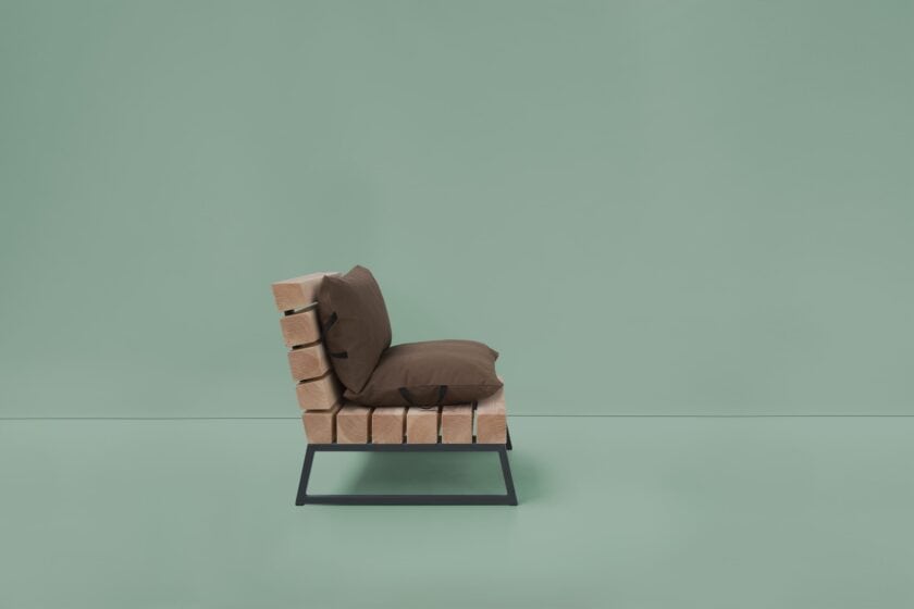 Robuuste Loveseat, een ontwerp van Douglas houten balken.